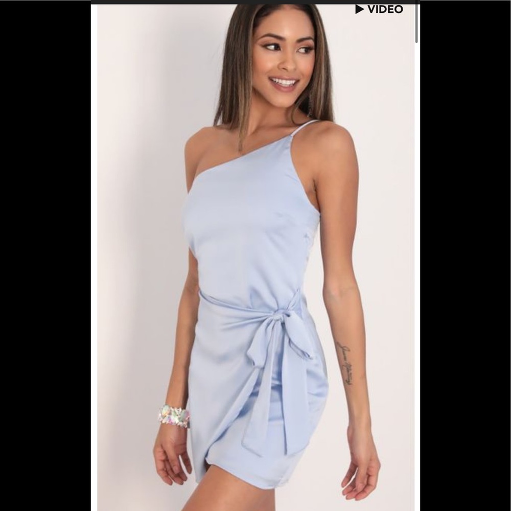 Baby blue Satin Mini Dress